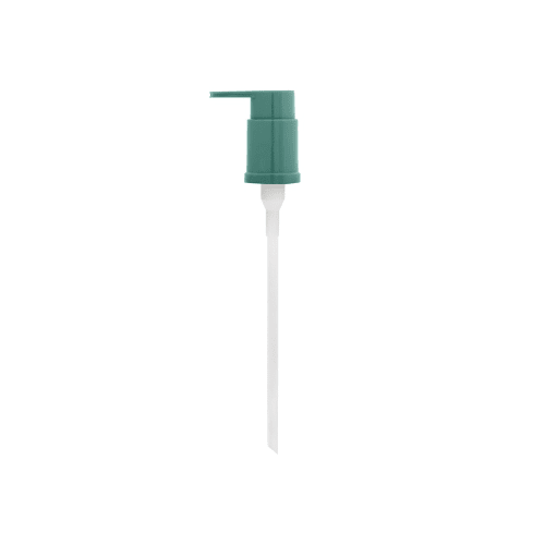 Tamper-Proof Premium Pump Dispenser Bottle Pump, Green w/ Green Metal Lipped Collar, 1cc Output